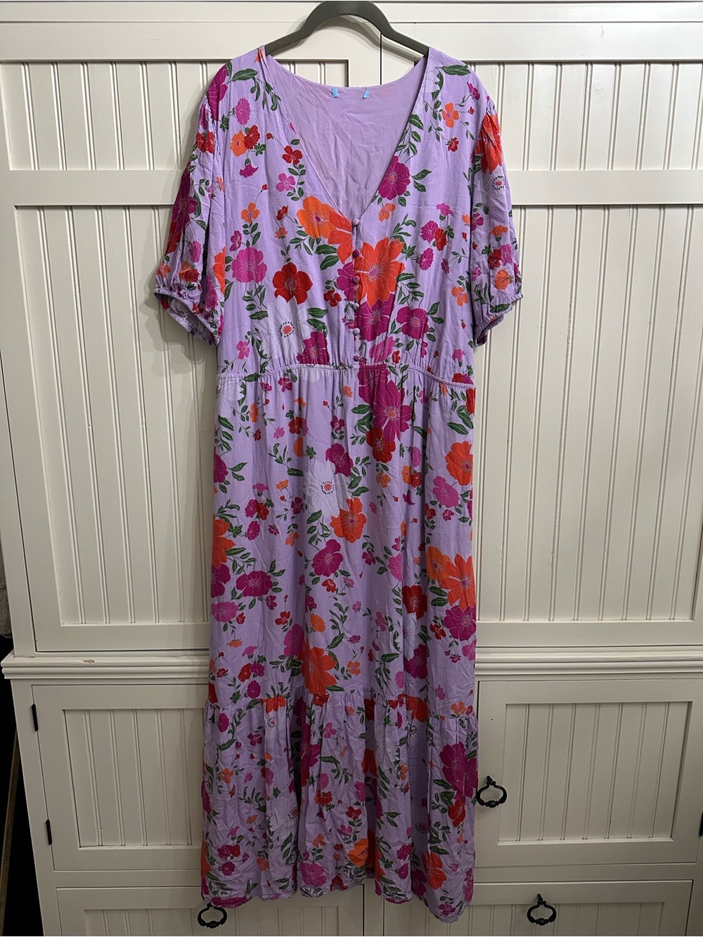 Draper James Lavender Maxi Dress with Pink & Orange Floral Print